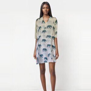 Roberta Roller Rabbit White and Blue V-Neck Mini Dress